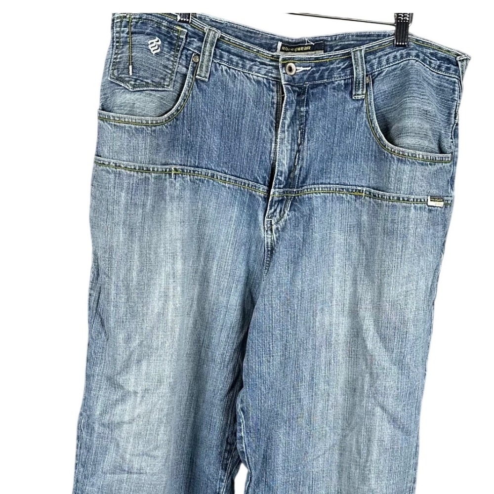 Rocawear Mens Baggy Fit Blue Jeans 40x34 Vintage Hip Hop Streetwear Medium Wash